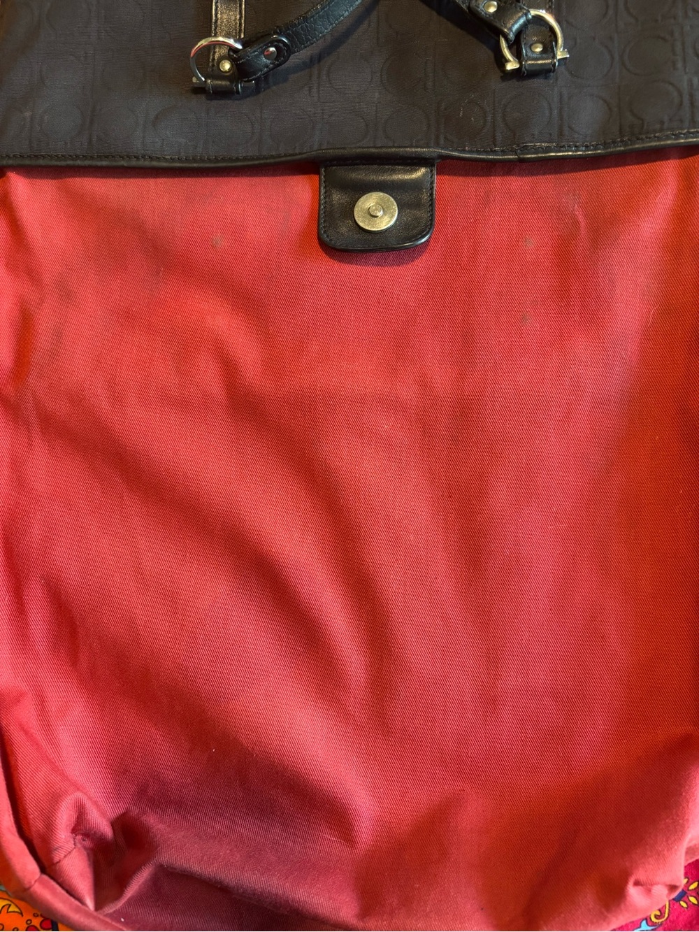 SALVATORE FERRAGAMO, black Canvas Gancini Italian tote bag AU-21/4909 - Picture 9 of 9